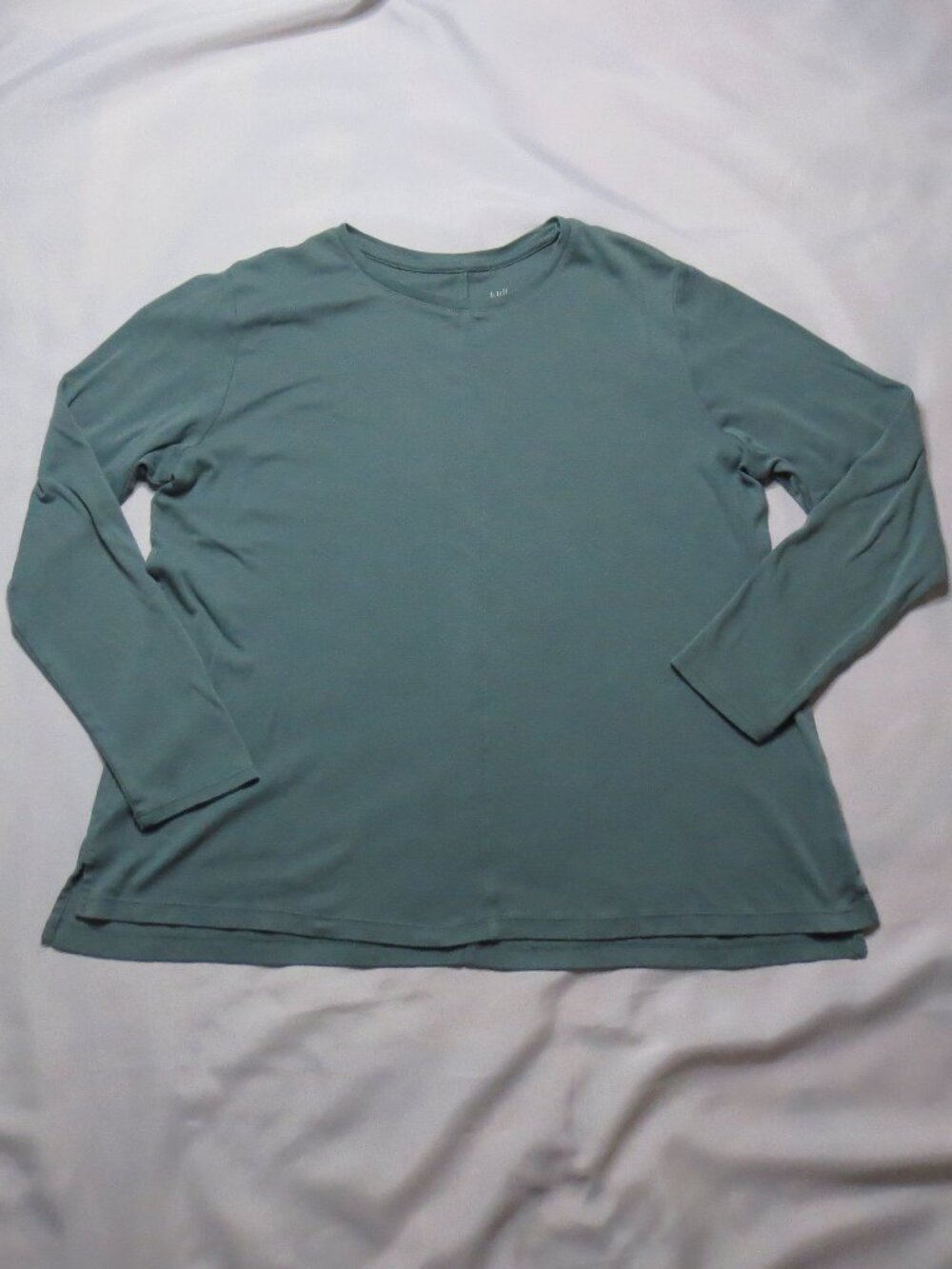 J. JILL womens T-SHIRT blue CREW NECK high low PIMA COTTON SIZE L